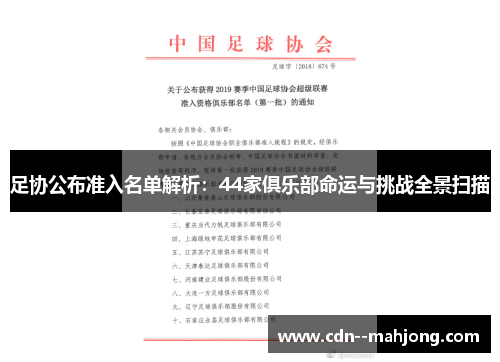 足协公布准入名单解析：44家俱乐部命运与挑战全景扫描